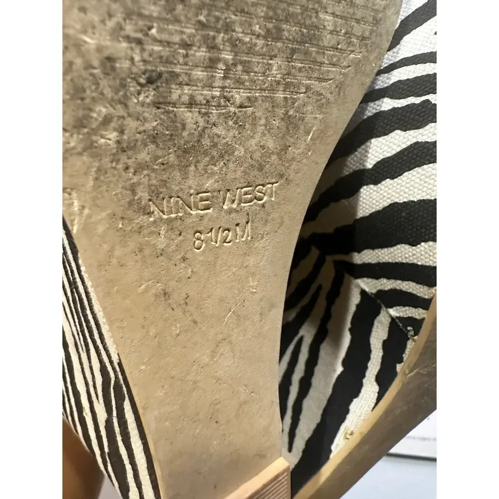 Nine West Wedge Sandals Size 8.5 - Zebra Print
